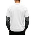thumbnail image 4 of Men's Fake 2-Piece Layered Solid Shirts Casual Pullover Cyan L, 4 of 6