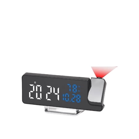 180° Rotation Digital Projection Alarm Clock TEMP Humidity Date Night Mode Snooze Table Clock 12/24H / USB Powered LED Clock