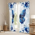 thumbnail image 3 of Homewish Blue Butterfly Blackout Curtains Set of 2 (52x84 Each) For Girls Teens Adults,Exotic Style Window Curtains,Chic Floral Flowers Curtains and Drapes,Super Cozy Room Decor, 3 of 6