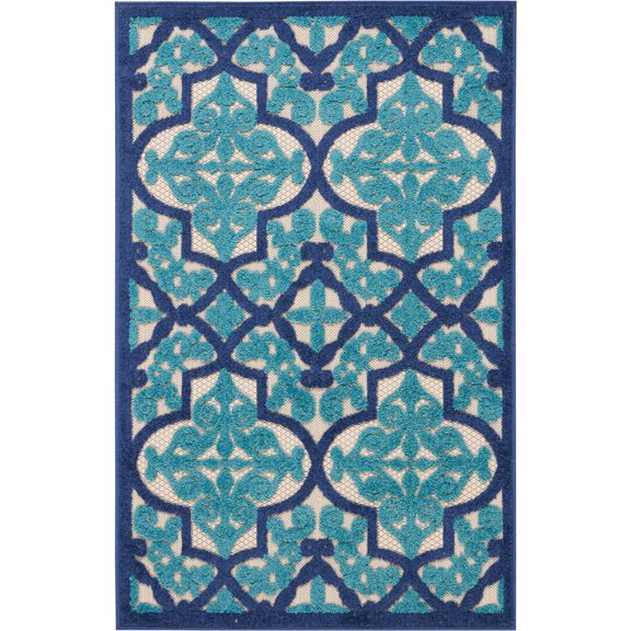 Nourison Aloha Indoor/Outdoor Navy 2'8" x 4' Area Rug, (3x4)