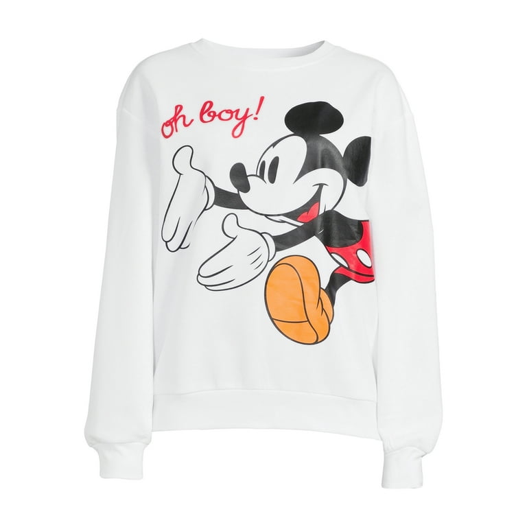 Mickey Mouse Junior's Oh Boy! Graphic Print Sweatshirt - Walmart.com