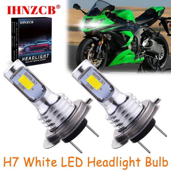 IHNZCB for Kawasaki Ninja ZX600 ZX636 ZX1000 - 2X H7 LED Headlights Bulb 55W White YTB,Motorcycle Light,Y28