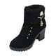 thumbnail image 3 of Botines de invierno para mujer con cremallera, moda informal de otoño e invierno, tacón alto resistente Negro, 3 of 9