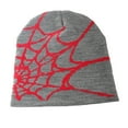 thumbnail image 1 of Youkk Stay Warm And Stylish With Versatile Knit Hat M Winter Essential Spider Web Hats gray red, 1 of 6