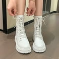 thumbnail image 2 of White Women Boots With Lace-Up And Zipper Thick Sole Chunky Heel For Fall Winter Use, 2 of 8