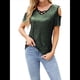 thumbnail image 1 of Camisas Brillantes para Mujer, Blusas de Fiesta con Hombros Descubiertos y Cuello en V, Atuendos para Discotecas de Noche Verde S, 1 of 10