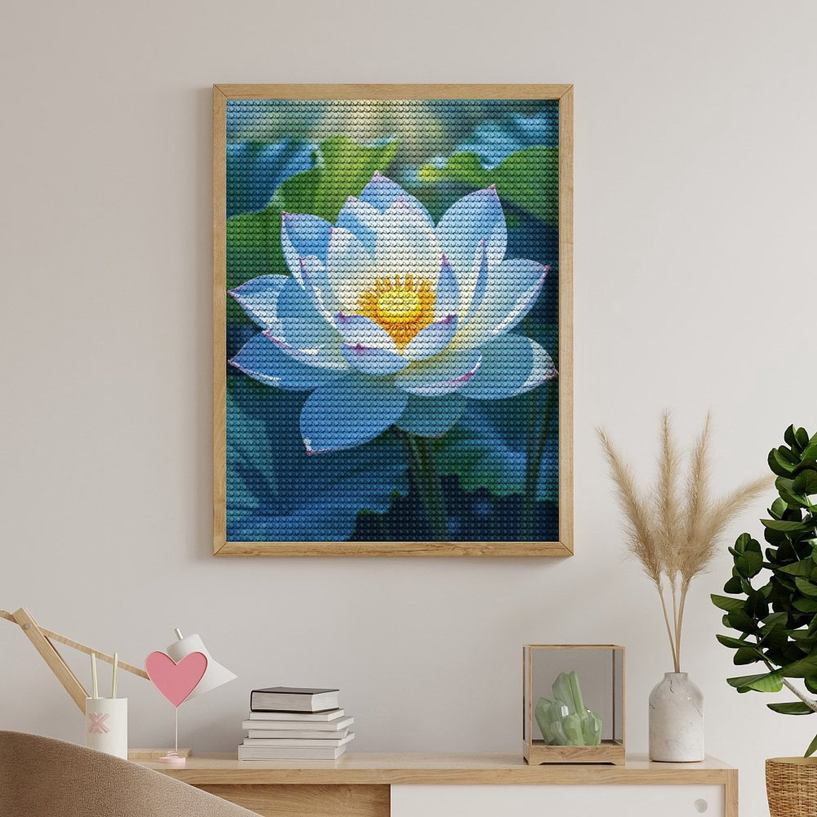 Diamond Art Kits for Adults, White Lotus Blossom Photography 5D Diamond Painting Kits for Adults Beginners, DIY Full Drill Diamond Painting, Gem Art and Crafts 12x16