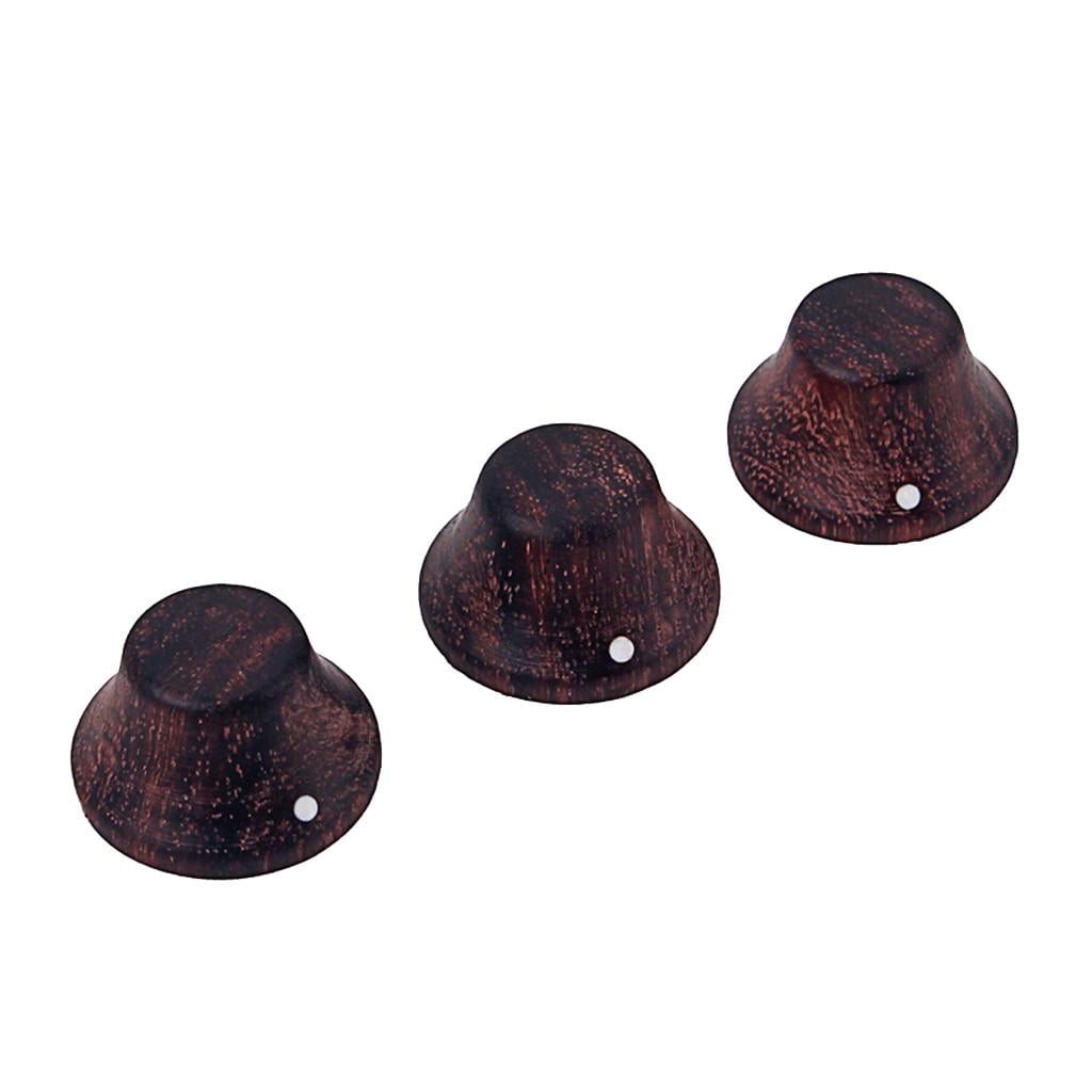 3Pcs Rosewood Guitar Speed Control Knob 6mm (0.) Dia. Shaft Pots - Volume and Buttons Replacement Part Electric Guitar