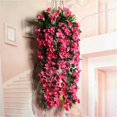 thumbnail image 3 of Realistic Hanging Artificial Vine Wedding Decoration, Romantic Artificial Plant Decorative Flower Window Ornament Wall Fake Leaf Simulation Fuchsia 1PC, 3 of 4