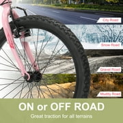 Ktaxon 20in Mountain Bike 7 Speed with Steel Frame, V Brake, Pink
