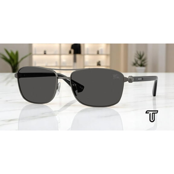 BURBERRY BE3163 131687 Matte Grey Dark Grey 60 mm Men's Sunglasses