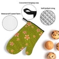 thumbnail image 5 of Oven Mitts and Pot Holders Set, Baking 4-Piece Set for Kitchen, Outdoor BBQ Mitts Heat Resistant Cooking, Green Flower Pattern, 5 of 8
