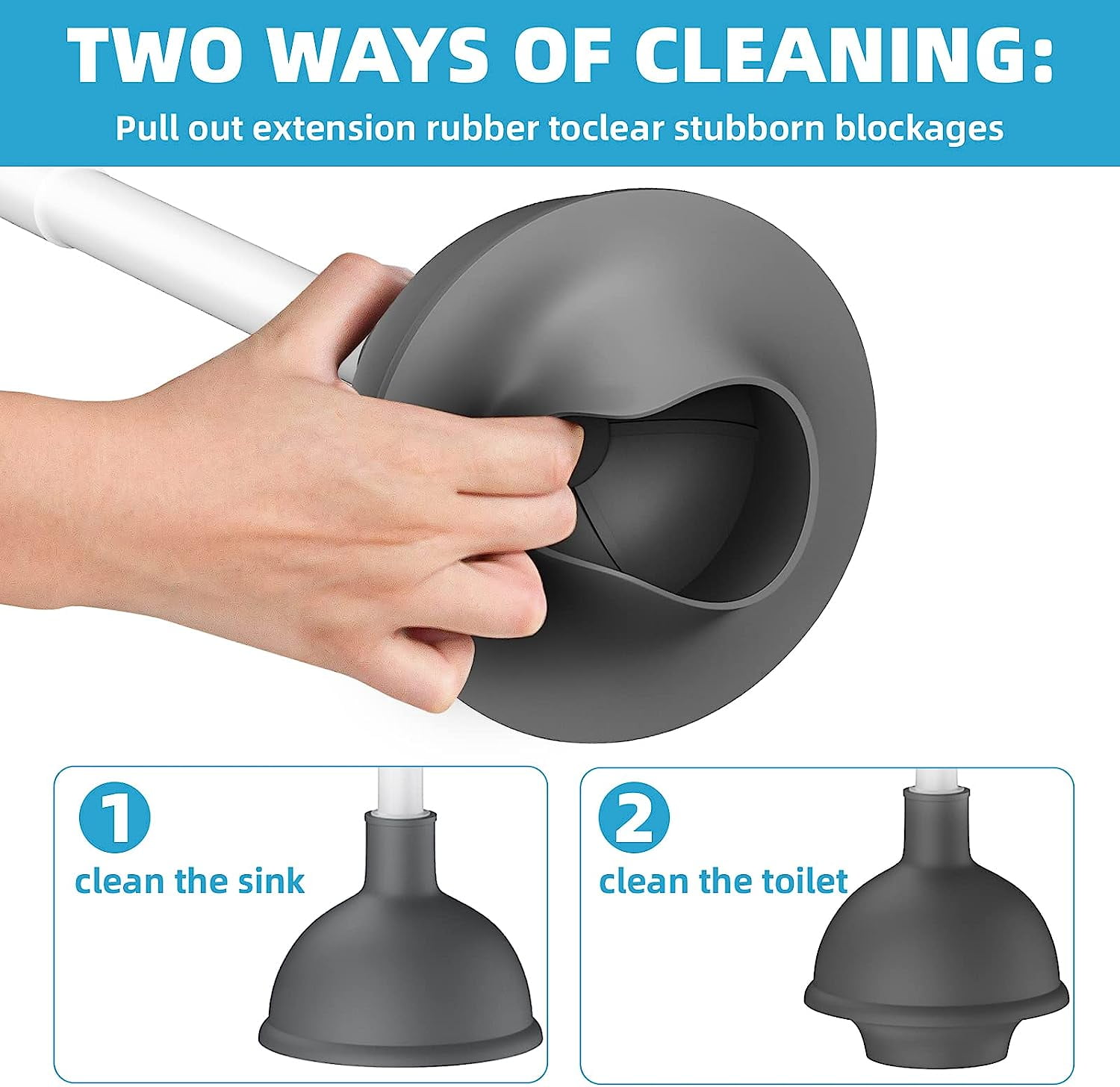 AVOXEZOR Toilet Brush and Plunger Set, Toilet Plungers for Bathroom Heavy Duty Toilet Bowl Brush and Holder Hidden Toilet Plunger and Brush Set for Deeply Cleaning