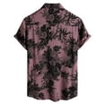 thumbnail image 3 of Domuza Casual Shirts for Men Hawaiian Short Sleeve Beach Shirts Tropical Flower Printed Button Down T Shirts Lapel Vacation Summer Blouse Purple Pink S, 3 of 6