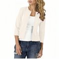 thumbnail image 4 of FAIWAD Women's Open Front Cardigan Sweater Elegant 3/4 Sleeve Short Lightweight Silm Outwears (XX-Large, White), 4 of 8