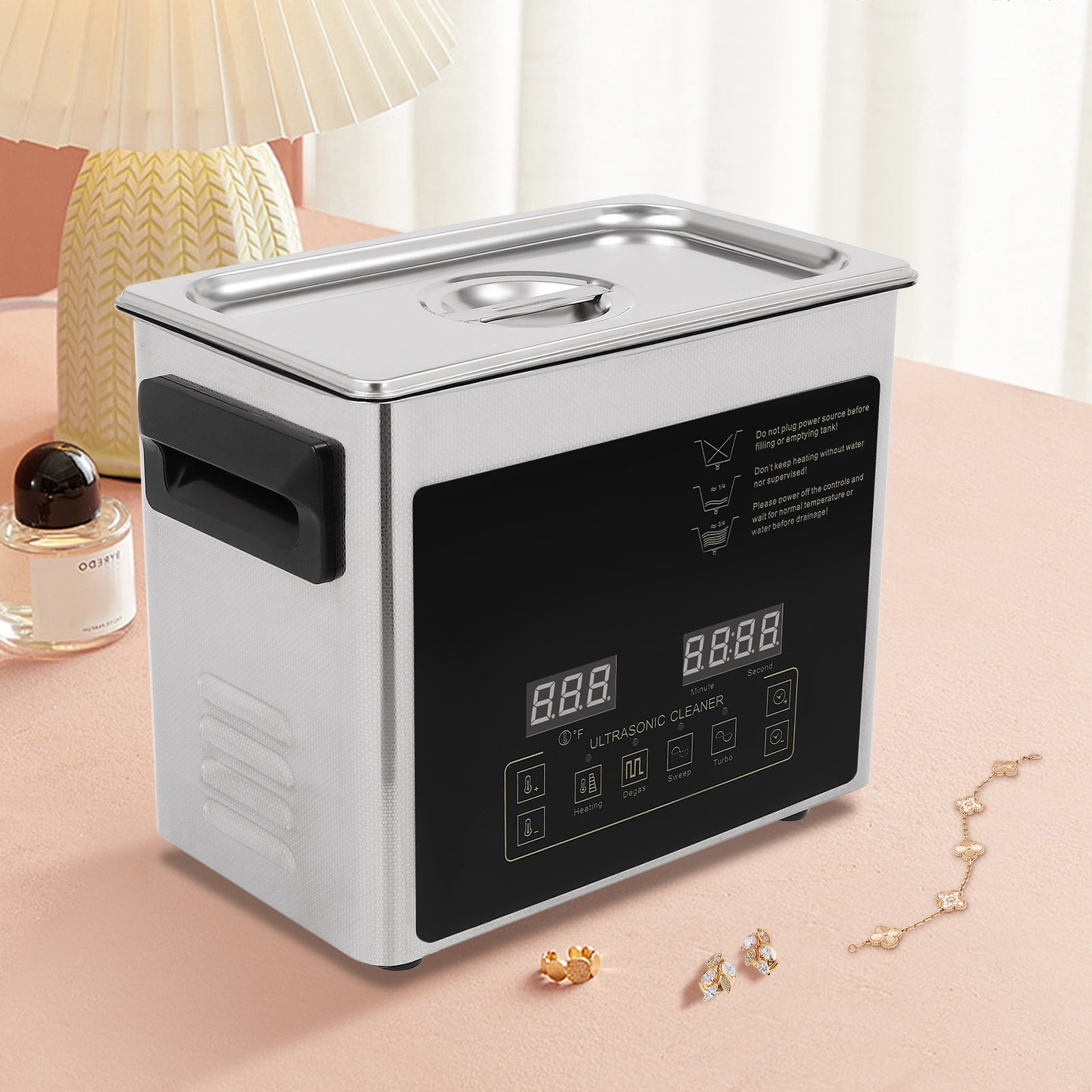 Miumaeov 3.2L Ultrasonic Jewelry Cleaner Machine with 3 Cleaning Modes Temperature Time Adjustable for Cleaning Jewelry Watch, Glasses Tableware