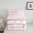 thumbnail image 5 of Manfei Cute Initial M Queen Comforter Set,Pretty Checkerboard Bownot Comforter Sets Queen,Pink,Pink Reversible,3-Piece,1 Comforter and 2 Pillowcases, 5 of 7