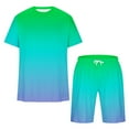 thumbnail image 5 of Miqool Men's Big & Tall Gradient Color Short Sets 2 Piece Outfits Short Sleeve T Shirt & Shorts Casual Summer Tracksuits with Pockets, 5 of 5