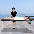 thumbnail image 3 of Alden Design 3 Section Wooden Portable Massage Table for Beauty , Black, 3 of 9