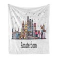 thumbnail image 1 of Amsterdam Soft Flannel Fleece Blanket, Buildings in a Panoramic View Netherlands Culture Cityscape Landmarks, Cozy Plush for Indoor and Outdoor Use, 60" x 80", White and Multicolor, by Ambesonne, 1 of 6