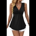 thumbnail image 3 of Camiseta de Tirantes para Mujer, Cuello en V, Sin Mangas, Peplum, de Verano. Negro S, 3 of 9