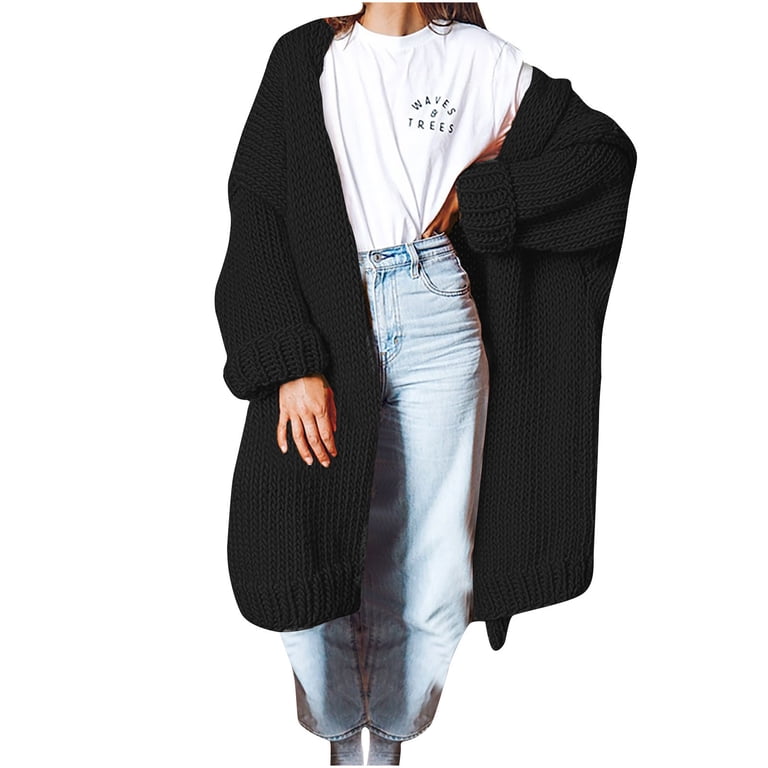 Cable Knit Longline Black Cardigan Womens Threadbare Women's Black