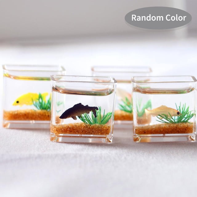 Accesorios de decoración en miniatura Hugo Tanque de acuario de casa de muñecas Cuadrado