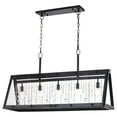thumbnail image 3 of Tremont 5L Crystal Black Urban Loft Linear Chandelier Island Pendant Light Fixture, 3 of 8