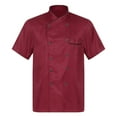 thumbnail image 2 of Doomiva Men's Chef Coat with Hat Set Short Sleeve Chef Shirt Hotel Kitchen Restaurant Work Uniform 02#Burgundy L, 2 of 5