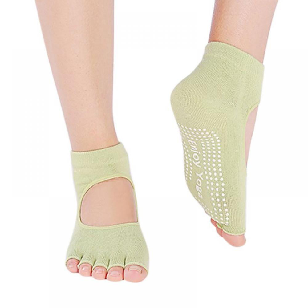 2 Pairs Open Toe Yoga Socks for Women Non Slip Grip Sock for Pilates Sports