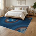 thumbnail image 3 of ODIKA 6'x9' Washable Area Rug Non-Slip, Easy Care, Round Cosmic Map Bands Motifs Layout Planetary Galaxy Circles for Family Room, Living Mater Bedroom, 3 of 7