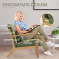 thumbnail image 6 of Accent Chair Set of 2 with Pillow Upholstered Mid-Century Chair Living Room Chair for Small Space Solid Wood Frame Reading Chair with Soft Thick Cushion Armchair for Bedroom Balcony Green, 6 of 7
