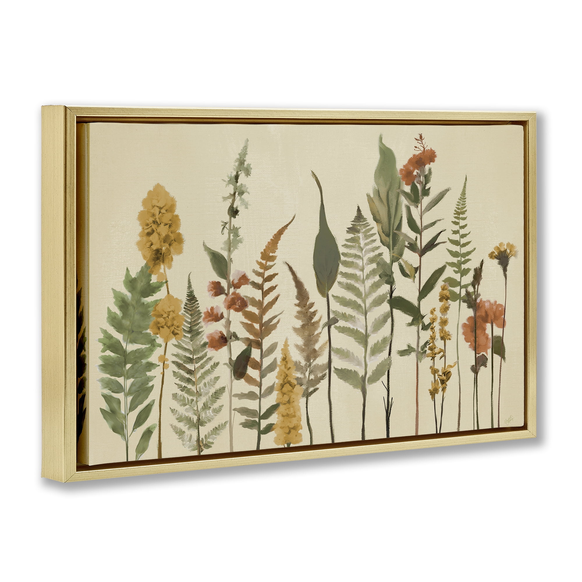 Stupell Industries Fall Toned Botanics Gold Framed Floater Canvas Wall Art, design by Elizabeth Medley