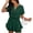 Dark Green, variant on Women's Self-Tie V-Neck Layer Ruffle Hem Romper Shorts, Fashion Summer Puff Sleeve fou Graduation Beach Vacation Playsuit