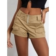 thumbnail image 4 of Elippeo Women Low Rise Shorts Solid Color Vintage Summer Short Pants Cargo Shorts for Beach Nightclub Streetwear, 4 of 7