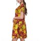 thumbnail image 2 of Balery Autumn Mosaic Maple Leaves Vestidos sueltos de manga corta para mujer, vestidos de verano 2025, vestidos casuales de corte A con vuelo., 2 of 6