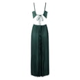 thumbnail image 4 of Wxolcjlv Womens Dresses Solid Halter Neck Pleated Sleeveless Flowy Summer Beach Maxi Dress, 4 of 6