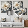 thumbnail image 4 of Designart "Emotions Of Peony Flower White & Blue II" Floral Peony Metal Art Living Room, 4 of 5