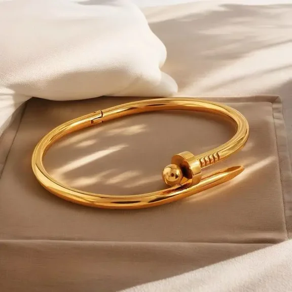 Fashion Nails 14K Yellow Gold Round Bead Bracelets For Women Couples Holiday Gift Bracelets Party Daily Jewelry