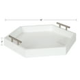 thumbnail image 4 of Kate and Laurel Lipton Hexagon Decorative Tray with Metal Handles, White/Silver 18x18, 4 of 9