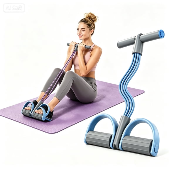 Pedal Resistance Bands with Handles, 6-Tube Multifunction Elastic Yoga Resistance Band, Natural Latex Exercise Bands Resistance, Stretching Workout Fitness Bands for Abdomen, Waist, Arm, Leg