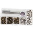 thumbnail image 1 of Coofit 120 Sets Leather Rivets DIY Rivet Buttons Double Cap Rivets with Fixing Tools, 1 of 10