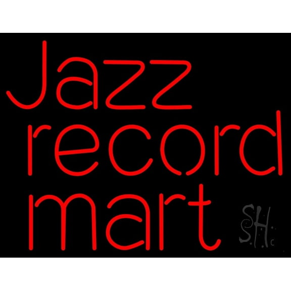 Jazz Record Mart LED Neon Sign 15" Tall x 19" Wide - inches Black Square Cut Acrylic Backing, with Dimmer - Premium built indoor Sign for Studio, Club, Home décor, Event, Workshop, Storefront.