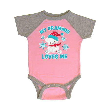 

Inktastic Polar Bear My Grammie Loves Me in Santa Hat with Snowflakes Gift Baby Boy or Baby Girl Bodysuit