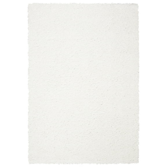 SAFAVIEH August Sophia Solid Plush Shag Area Rug, White, 5'3" x 7'6"
