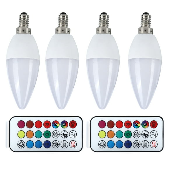 Spptty Remote Control Light Bulb,3W RGB Color Changing Candle Light Bulb with Remote Control for Home Decoration 85‑265V,RGB Light Bulb