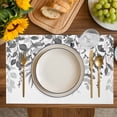 thumbnail image 4 of Grey Leaves Placemats Set of 4, Summer Botanical Placemats for Dining Table, Place Mats for Kitchen Tabletop, Waterproof Wipeable Dining Table Mats Set, 4 of 9