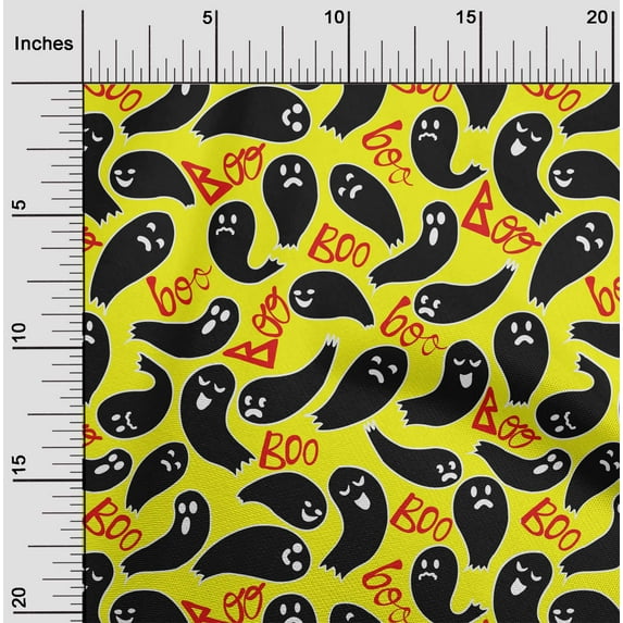 oneOone Cotton Cambric Yellow Fabric Halloween Fabric For Sewing Printed Craft Fabric By The Yard 56 Inch Wide