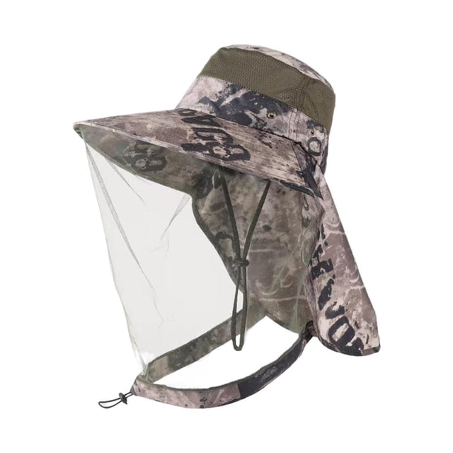 Lttoisl Chapeau Bob de Protection Solaire pour Hommes et Femmes / Chapeau de Pêcheur à Grand Bord avec Couvre-Visage Détachable et Rabat de Nuque pour la Randonnée, la Pêche, les Safari et les Activités de Plein Air, Polyester Respirant