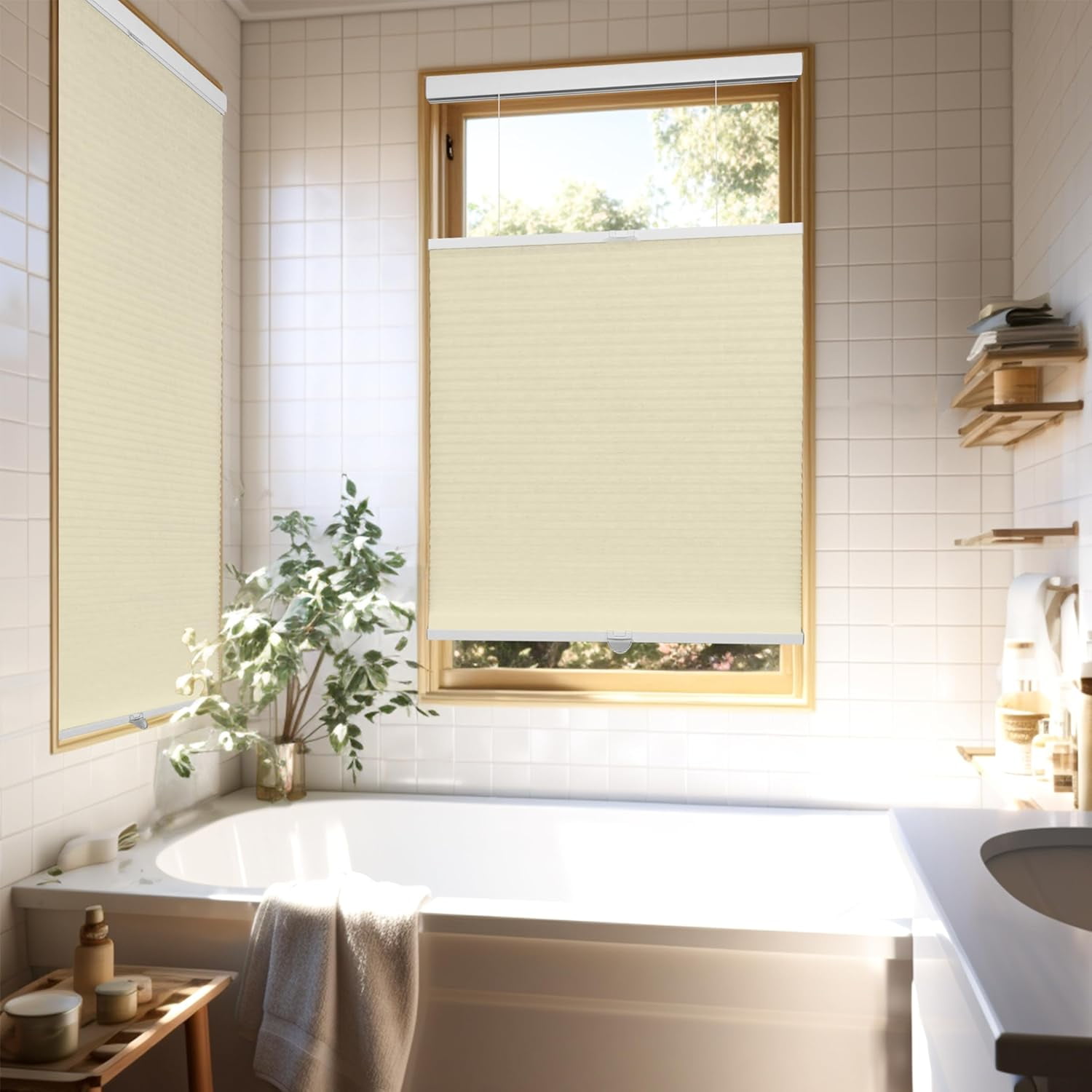 Chicology Beige Light Filtering Cordless Top Down Bottom Up Cellular Shades 19.25 in. W x 48 in. L
